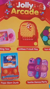 Jollibee Kiddie Meal Jolly Arcade Kids Meal Toy Set with 5 Games: Hetty Ring Toss Jollibee Pinball Play Yum Bolt Blitz Popo Slam Dunk Twirle Dance Party. Collect All 5! Collectible Figure