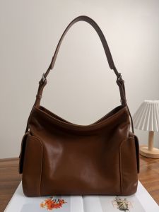 Mei Dai Zi Star Plant Tanned Cowhide Leather Hobo Commuter Single Shoulder Bag Simple Genuine Leather Large Capacity Underarm Bag