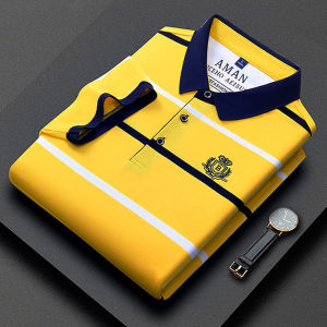 Áo Thun Polo Nam Mùa Hè Sọc Cổ Polo Màu Tương Phản Cotton Nguyên Chất Thêu Tay Ngắn Thường Ngày Thoải Mái Thoáng Khí