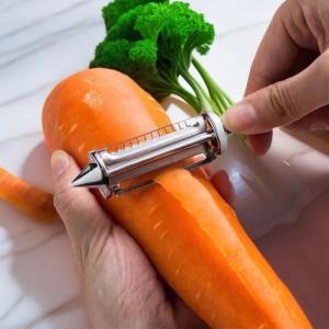 Double-Sided German Style Peeler Zinc Alloy Multi-Function Three-In-One Fruit Peeler No Waste Beautiful Kitchen Tool