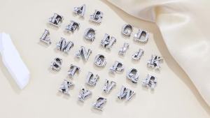 MISEFF S925 Sterling Silver Bead A-Z 26 Letter Scroll Pattern Beads Initial Alphabe Letter Beads For Bracelet DIY Jewelry Making