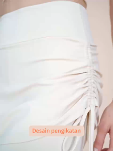 2 in 1 Hitam Legging Celana Olahraga Wanita Rok Celana Skirt Hijab Sport High Waist Polos Yoga Dua Lapis Gym dengan Kantong Pinggul Belakang