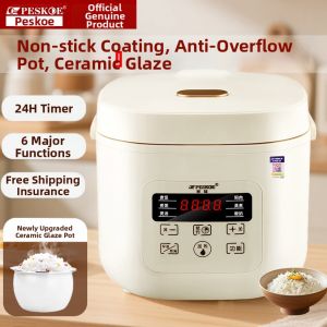 PESKOE|Compact Multi-functional Scheduled Cooking Rice Cooker 2-3L