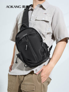 Aokang Mens Crossbody Bag Casual Commuter Travel Fashionable Chest Bag Youth Zipper Closure Medium Size Fabric Interior