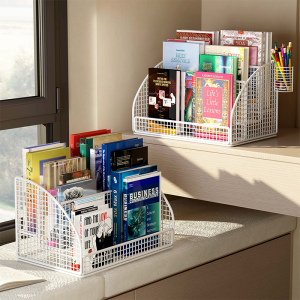 Shelf เรียงหนังสือเด็ก ชั้นวางหนังสือแบบมีหลายชั้น โครงเหล็ก สไตล์เรียบง่าย สำหรับหนังสือเด็ก เรียงหนังสือเล็ก จัดระเบียบ