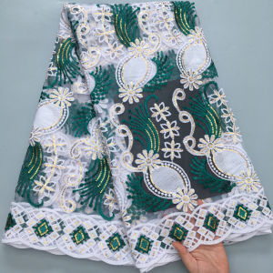 African Mesh Lace Fabric Embroidery French Milk Silk Tulle Net Lace Floral Sequins Fabric For Bridal Gowns & Home Decor