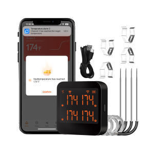 smart meat thermometer Digital Bluetooth with 4 Probes Rechargeable for Grill BBQ Smoker Oven - Remote Temperature Monitoring