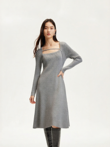 Vero Moda | Đầm A-Line Dây Nịt eo Giả Hai Mảnh Cổ Rib Thun Mới Thu