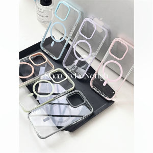 Transparent Silicone Phone Case for Apple 16 15 pro Max Magsafe Attract Full Cover Anti-Fall Men Women Simple Design Summer