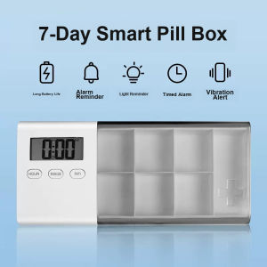 Smart Electronic Pill Box Portable Timing Alarm Medication Reminder with Timer for Daily Medicine Taking