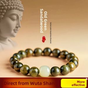 Wutai Mountain Green Sandalwood Buddhist Beads Bracelet Original Design Fashion Jewelry for Girls Change Color Sandalwood