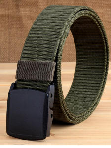 Outdoor Military Training Canvas Belt Nylon Casual Durable Mens Belt Student Automatic Safety Check Versatile Waist Belt