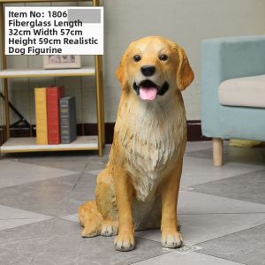 TONGGUMO | Resin High-Imitation Golden Retriever Sentinel Dog Model Home Decor Figurine