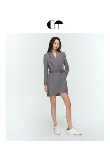 Summer Asymmetric Grey Suit Dress