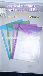 Vertical Opening Long Loose Leaf Bag 11 Holes File Bag Transparent File Organizer Binder Pouch Set