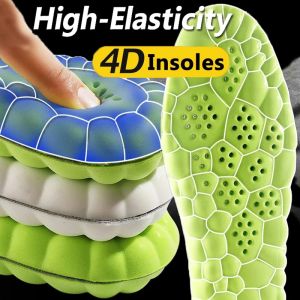 4D High-elasticity Latex Sport Insoles Soft Shoe Pads Breathable Deodorant Shock Absorption Cushion Arch Support Insole Men Women