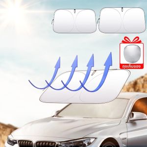 ม่านบังแดดรถยนต์ ร่มกันแดดรถยนต์ กระจกหน้ารถพร้อม 360 ° ม่านบังแดดรถยนต์แบบหมุนได้ Bendable Handle สําหรับการป้องกันกลางแจ้งในฤดูร้อน