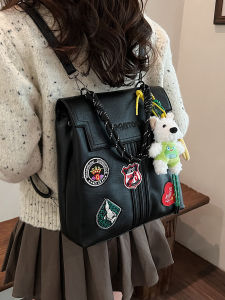 Retro Large Capacity Womens Backpack Commuter Style Autumn Winter University Bag Soft Surface PU Material Lightweight Waterproof