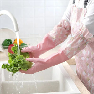 Household Cleaning Gloves Latex Rubber Reusable Kitchen Dishwashing Gloves Waterproof Non-Slip for Laundry Work Garden Pet Care