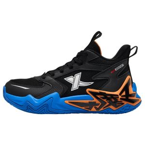 XTEP Kids Basketball Shoes Anti-Slip Shock-Absorption Laced Sports Sneakers for Boys And Big Kids High-Top Synthetic Leather