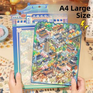 Large Size 3D Miniature Scene Stickers Yu Xian Landscape Decoration Difficult Level House Shaped Stickers for Business Use