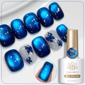 BORN PRETTY 10ml Blue Glass Bead Cat Magnetic Gel Nail Polish for Summer Nail UV LED Soak Off Long Lasting Nail Art DIY Manicure