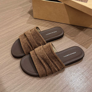 ZOG | Retro Pleated Linen Beach Slipper Sandal