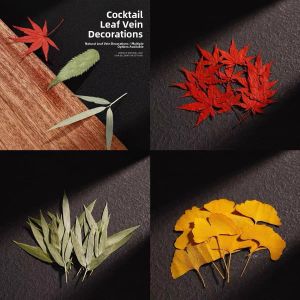 Creative Decorative Dry Flower Small Grass Hat Cocktail Decoration Maple Leaf Bamboo Leaf Pine Leaf Real Leaf Specimen