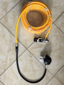 Diving Air Supply Hose Connects to Oxygen Tank