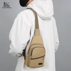 LouisWill Mens Chest Bag Retro Outdoor Bag Fashion Travel Bag Cross Body Bag Lightweight Waterproof Fitness Bag Money Phone Chest Bag for Workouts Sports Outdoor