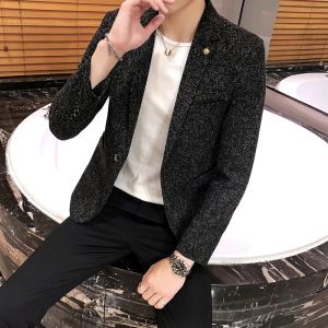 Blazer.New Boutique Mens Solid Color British Style Fashion Casual Business Job Interview Gentleman Party Best Versatile Dress