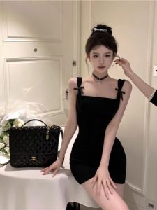 Sweet And Spicy Style Womens Mini Skirt Dress Bodycon Square Collar Summer New Fashion Waist Cinched Tight Fit Beautiful Atmosphere Dress