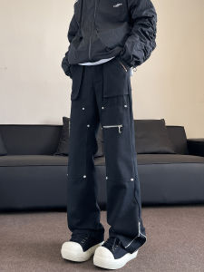 High Street Vibe Mens Casual Pants Zipper Pocket Workwear Functionality Street Style Loose Fit Teenager Autumn Fashion