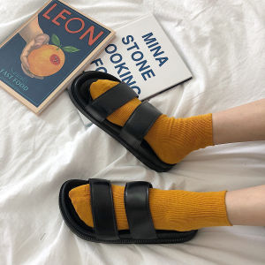 รองเท้าแตะส้นหนาสไตล์เกาหลีแบบลำลองสำหรับผู้หญิงในช่วงฤดูร้อน พื้นรองเท้า EVA สวมใส่สบาย รองเท้าแตะลำลองสำหรับกลางแจ้ง