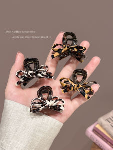 Korean Style Leopard Print Hair Clip Womens Side Bangs Half Updo Butterfly Knot Hair Clip Hair Accessory Fashionable Hair Gripper