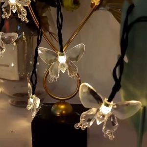 Solar String Lights Outdoor Waterproof Butterfly Lights Christmas decortaion 50 LED Fairy Lights Solar Butterfly Lights for Porch Market Backyard Patio Party Wedding Gazebo Outdoor Decoration Lights (Multicolor)