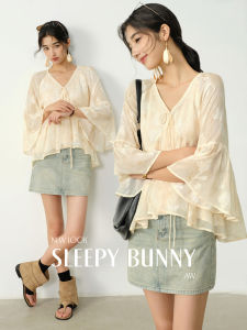 French Style V-Neck Floral Chiffon Top Thin Comfortable Design