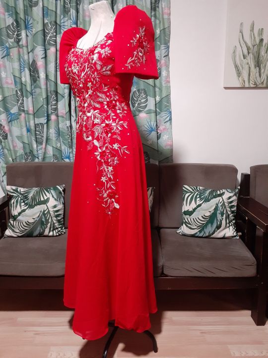 Modern red filipiniana outlet dress