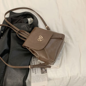 กระเป๋าเป้สะพายหลังรูปหัวใจกระเป๋าผู้หญิงกระเป๋าเป้แนววินเทจแฟชั่นสไตล์เกาหลีแบบใหม่ปี2023กระเป๋าเดินทางแบบถือสะพายไหล่แมทช์ลุคง่ายสำหรับคนส่วนน้อย