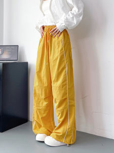 plus Size Casual Pants Womens Autumn 2024 New Loose Drawstring Wide Leg Pants Slimming Sporty Trousers High Waist Long Pants