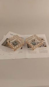 Tempat Hias Kristal Premium - Wadah Kristal Kaca Bingkai Emas Dengan Bentuk Mewah Hiasan Ruang Tamu