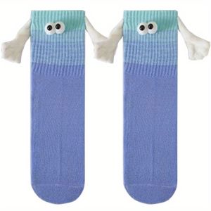 1/3Pairs Colors Magnetic Holding Hand Socks Dopamine Designer Socks Funny Couple Socks Birthday Gift for Women Men Bestie Lovers