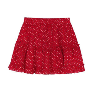 Váy Ngắn Chữ a Cạp Cao Họa Tiết Chấm Bi Màu Đỏ Ngọt Ngào Cho Nữ Mùa Hè Cỡ Lớn Váy Ngắn Che Mông Váy Xếp Ly Co Giãn