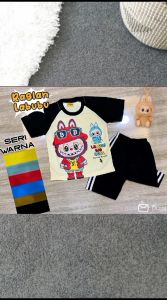 Setelan Labubu Laki-Laki Perempuan Gambar Labubu Bahan Premium - Ukuran 2-9 Tahun - Katun Parsel