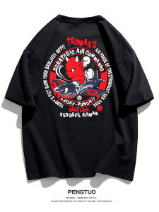 Áo Thun Cotton Nhật Bản Dáng Rộng in Họa Tiết Hoạt Hình Mùa Hè Tay Ngắn Thời Trang Cho Nam Và Nữ