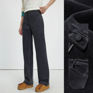 Navigare | Fleece Lined Thickened Jeans for Women Straight Leg Trousers