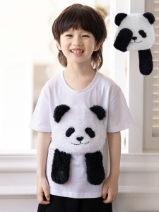 Cute Animal Pattern 3D Panda Short Sleeve T-Shirt Childrens Summer Clothing Parent-Child Matching Boys Girls Clothes