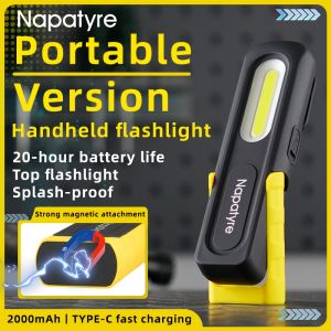 NAPATYRE S606 Handheld Car Repair Light Portable COB Work Lamp Rechargeable Lighting Super Bright Strong Magnetic LED Flashlight