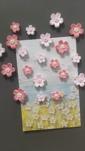 8pcs Pink Color Cherry Blossom Flower Fridge Magnets Sakura Refrigerator Magnets Floral Fridge Accessories Home Decoration