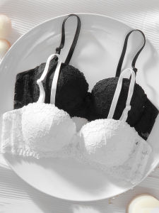 Girl Size Underwear Womens Half Cup Push up Not Empty Cup Anti-Slip 1/2 Cups with Steel Ring Lace Pure Cotton Bra Two Breasted